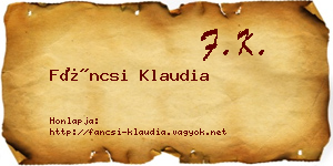 Fáncsi Klaudia névjegykártya